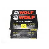 3- Boxes of Wolf .223 REM 55-grain FMJ cartridges,