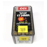Case of CCI .17 HMR hollow point cartridges,
