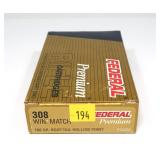 Box of .308 WIN Match 168-grain boat-tail hollow