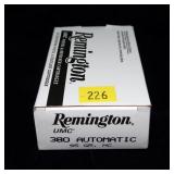 Box of Remington .380 Auto 95-grain MC cartridges,