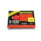 Box of 20 Ga. 22.75" Brenneke slugs, 5 rounds