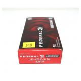 Box of Federal .380 Auto 95-grain FMJ cartridges,