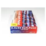 Box of 6.5 x 55mm 139-grain SP cartridges,