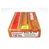 Box of Norma 7.65 ARG 180-grain SP BT cartridges,