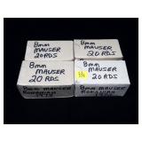 4- Boxes of 8mm Mauser Romanian cartridges,
