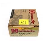 Box of Hornady 9mm Luger 115-grain XTP cartridges,