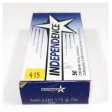 Box of 9mm Luger 115-grain FMJ cartridges, 50 Rds.