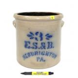 E.S. & B Newbrighton, PA 3 Gal. decorated crock,