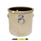 3 Gal. decorated crock, some chips on rim