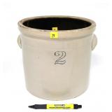 2 Gal. stoneware crock, chips on base