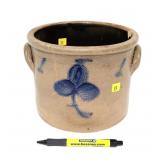 Lyons 1 Gal. decorated crock, crack and chipped