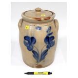 Lyons "Lyons" 2 Gal. decorated crock with lid,