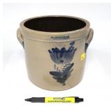 Lyons decorated crock with lid (chips in lid),