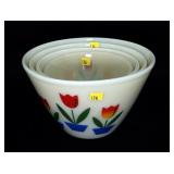 Vintage Fire-King Tulip Mixing bowl Set, 4 pcs.