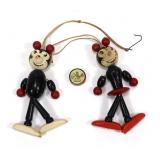 Early Mickey and Minnie Mouse Wooden Puppets,