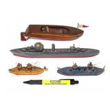 Lot: Vintage Wooden Toy Boats