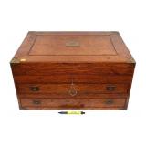 Antique Oak Lift top Display Case w/ 2 drawers