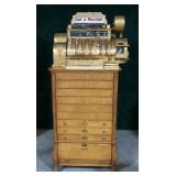 National Brass and Oak 6 Drawer Cash Register
