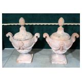 Pair of Italian Redware Covered Urns