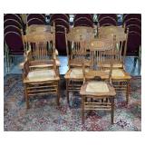 7 - Oak Larkin Spindle Back dining chairs,