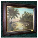 Early O/B 9.5" x 12", in walnut frame