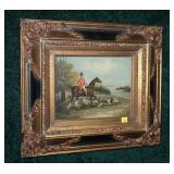 8x10" O/C Hunt Scene, signed, with Frame,