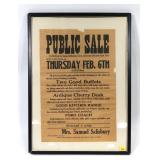 16" x 22" framed auction notice