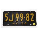 Pair of 1934 New York license plates