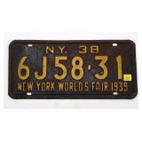 1938 New York license plate