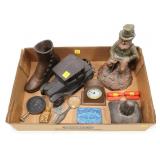 Lot: Assorted C/I, Sculptures, Clock, and misc.