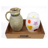 Lot: Vintage Pottery Pitcher and Glass jar