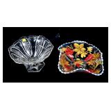Lot: 2 Decorative glass serving pcs.