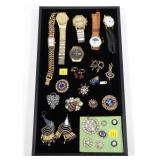 Lot: assorted costume jewelry & Watches