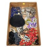 Lot: assorted costume jewelry & Clutch