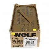 Spam can of .223 REM 55-grain FMJ cartridges,