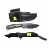 LOT: Custom Damascus Steel Knife