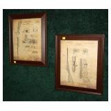 Pair of 17" x 14" JM Browning Patent Prints