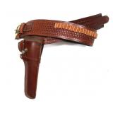 Hunter leather ammo belt with holster, marked