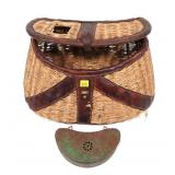 Vintage wicker creel with leather strap