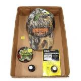 Lot: Mossyoak Hat, Speedloaders & Gun Cleaning kit