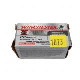 Box of Winchester .22 Mag FMJ cartridges, 50 Rds.