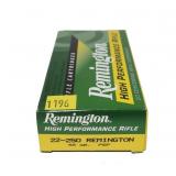 Box of Remington .22-250 REM 55-grain PSP