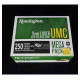 250 Rd. mega pack of Remington 9mm Luger 115-grain