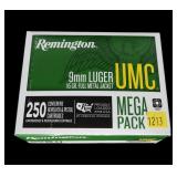 250 Rd. mega pack of Remington 9mm Luger 115-grain