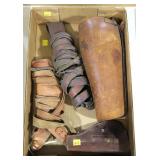 Lot: Early Leather Holsters and WWI Leg Guards