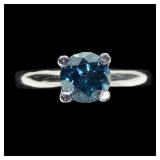 Platinum round brilliant cut blue diamond