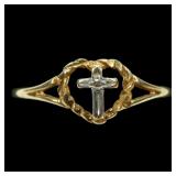 10K Yellow gold heart shape setting containing