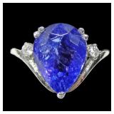 Platinum prong set pear cut tanzanite,