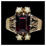 10K Rose gold antique rectangular cut garnet