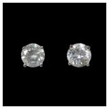 14K White gold round brilliant cut diamond stud
